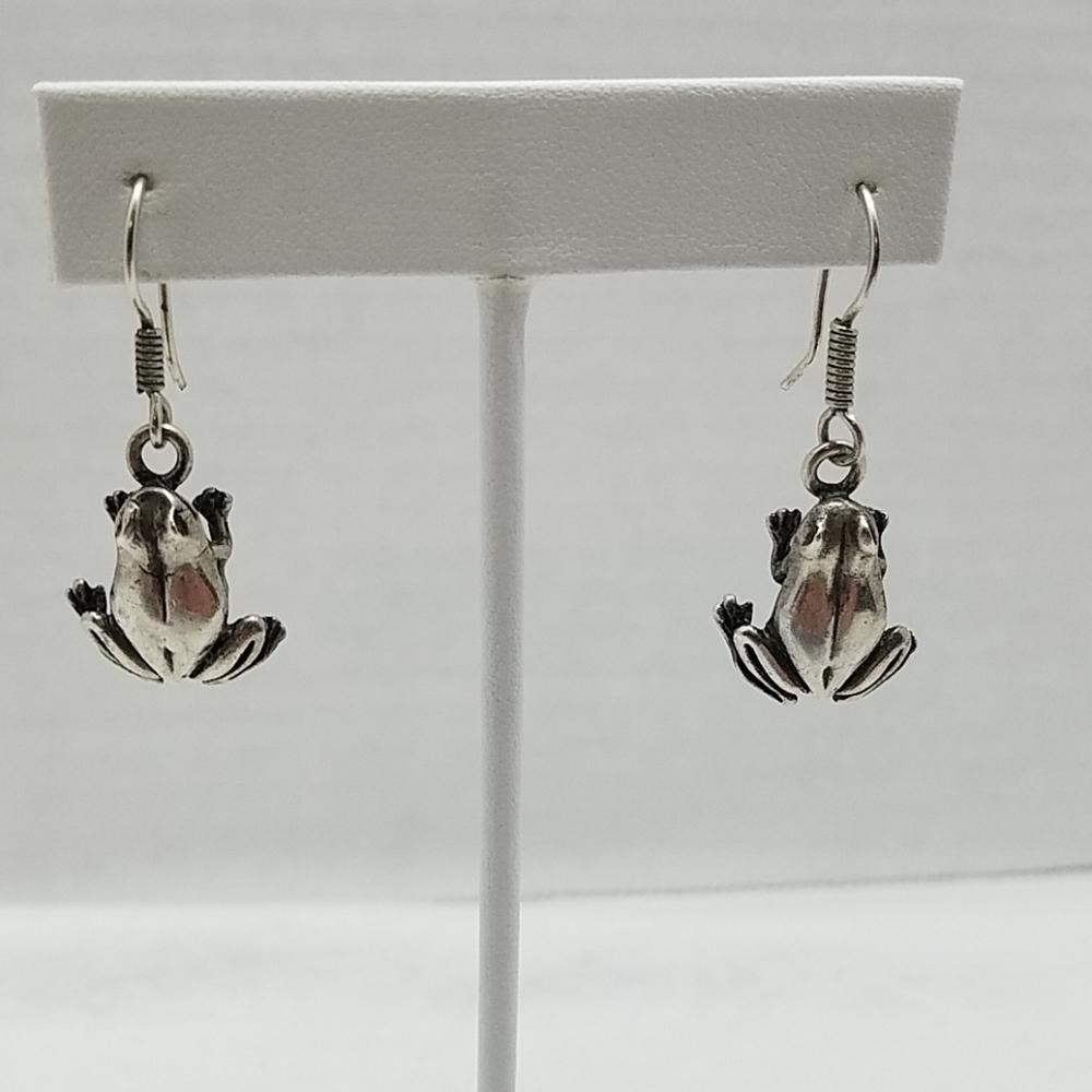 Sterling silver frog earrings